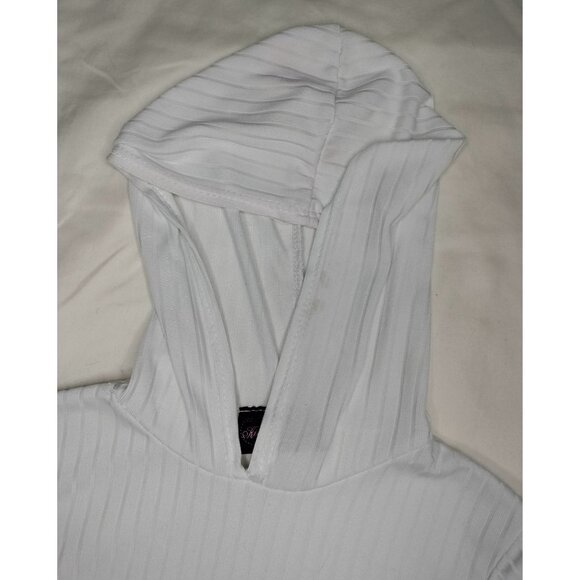 Kids Cant Miss Ribbed White Hooded Top Girls 10/12 Drawstring Sides Shirt Hoodie - Picture 11 of 16